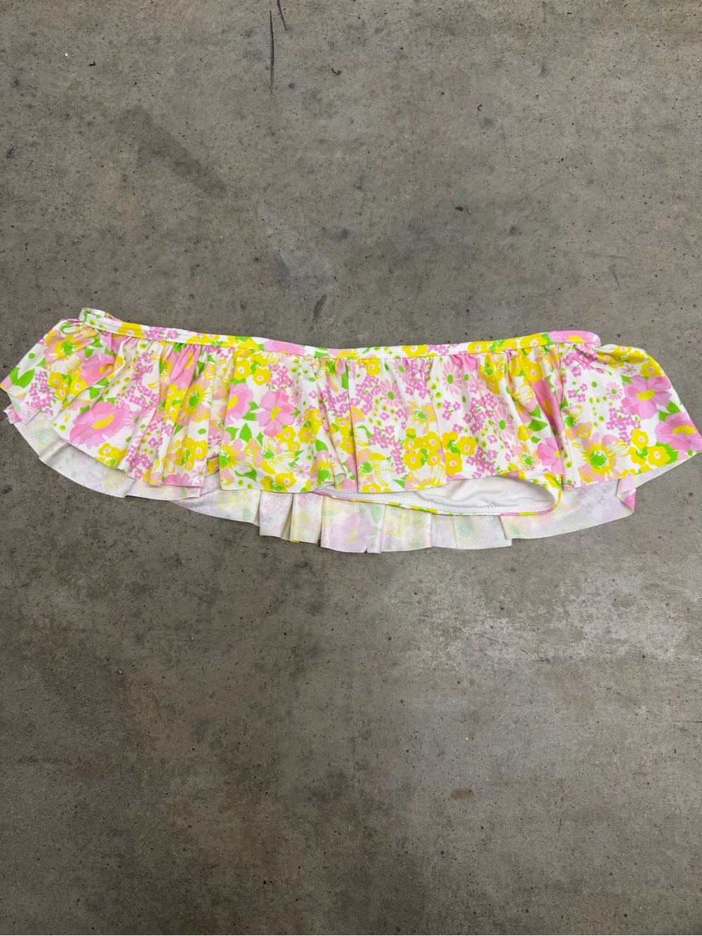 ASOS Pink and Yellow Floral Ruffle Swim Bottoms